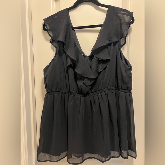 Torrid NWT Black Ruffle Chiffon Babydoll Tank SIZE 2 - Picture 4 of 5